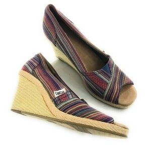 Toms Multicolored Wedge Heels, Womens Size 8.5